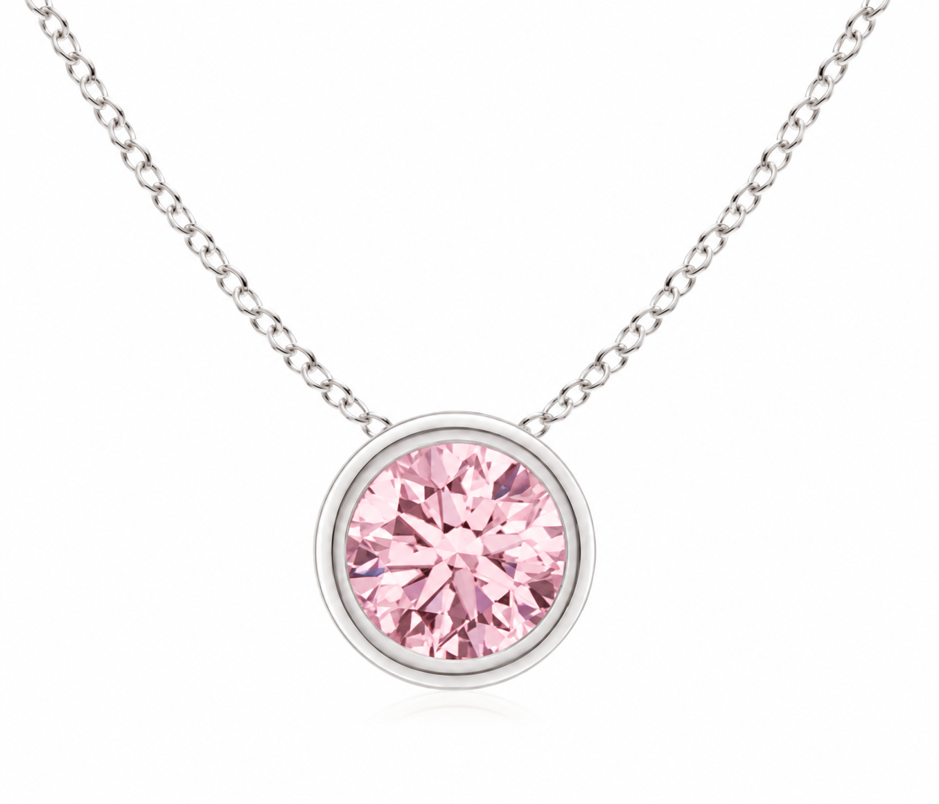 Pink Lab-Grown Diamond Round Solitaire Pendant placement image