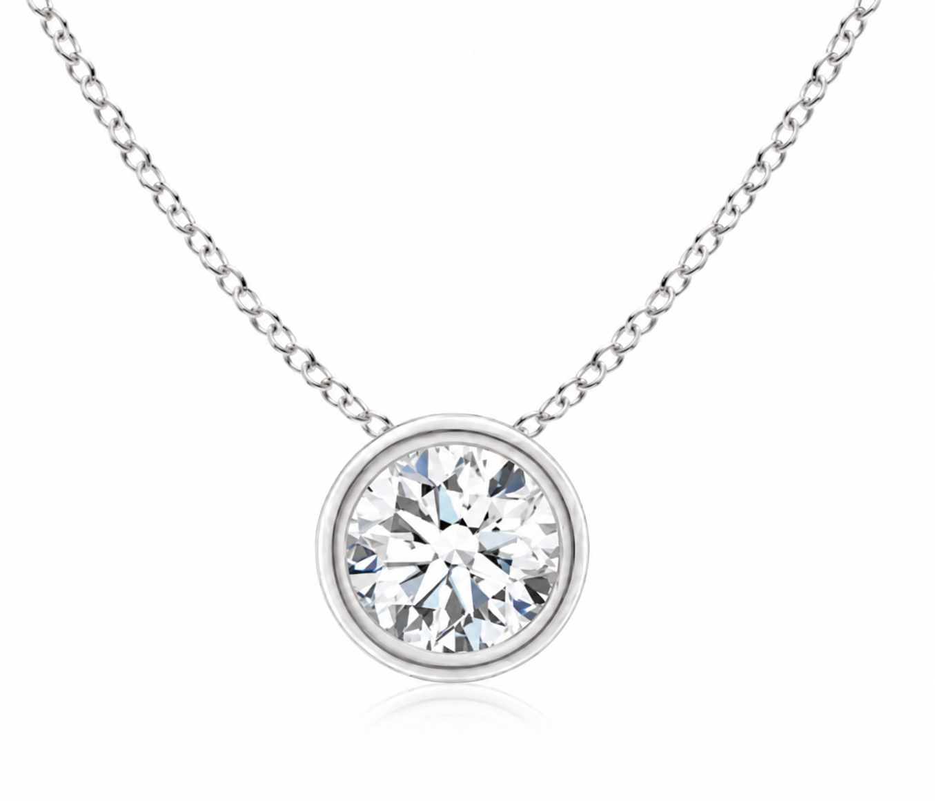 White Lab-Grown Diamond Round Solitaire Pendant placement image