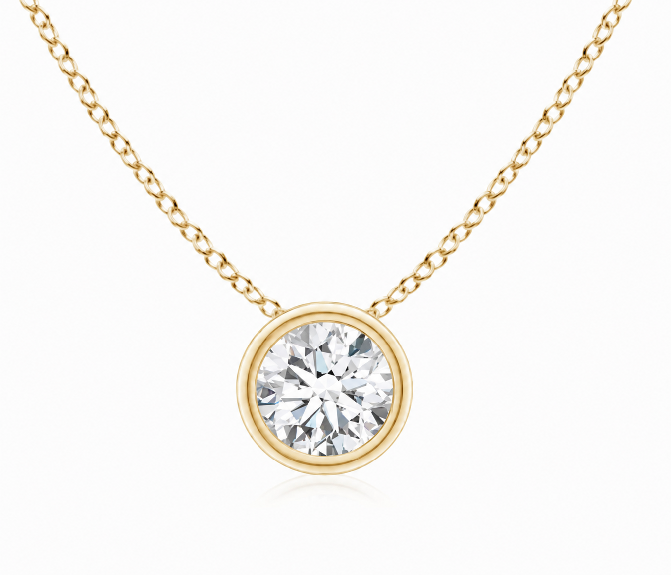 White Lab-Grown Diamond Round Solitaire Pendant in 14K Gold placement image